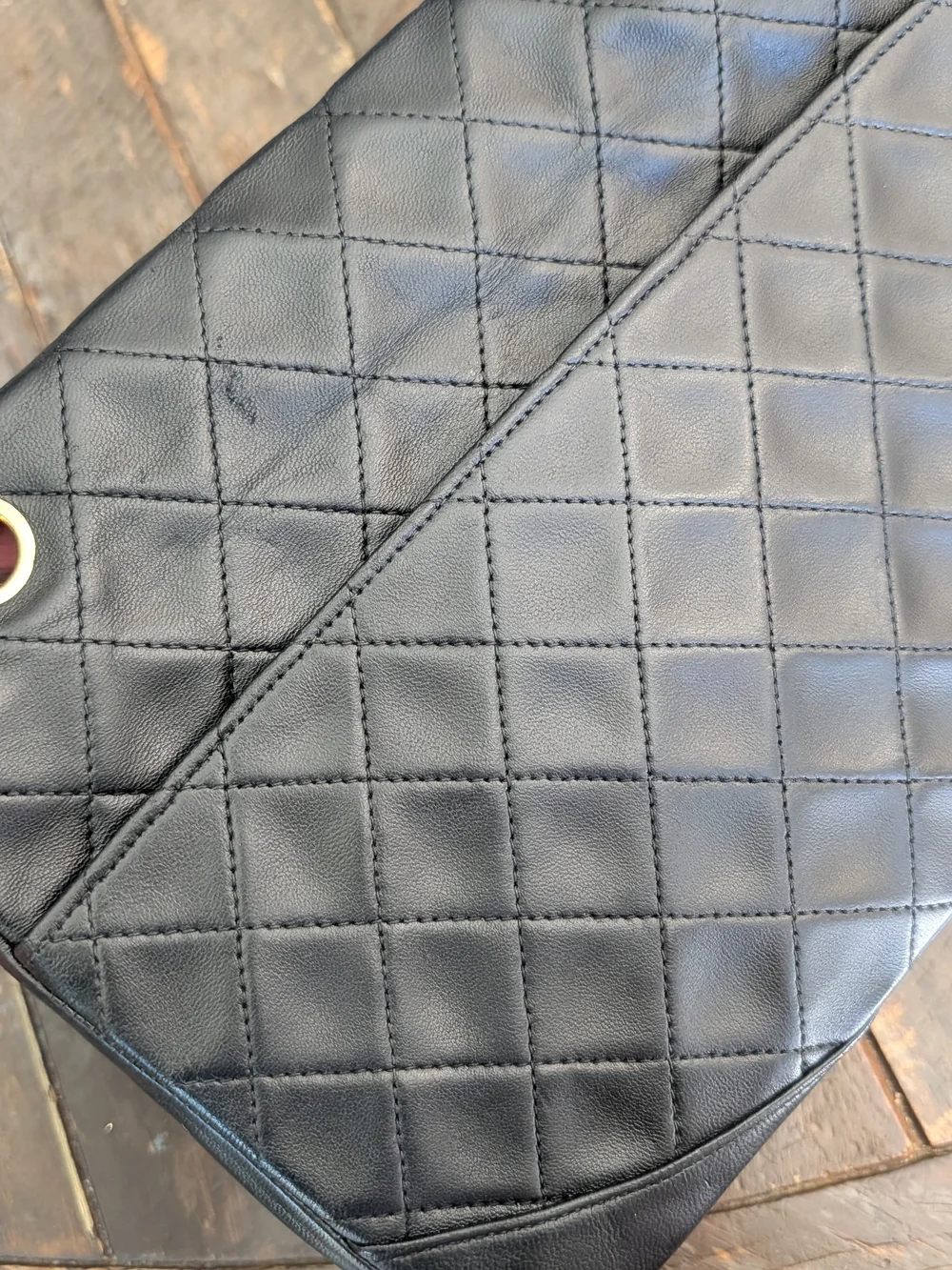 Chanel Vintage Black Quilted Leather Shoulder Bag with Gold Chain